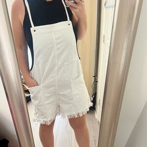 Aerie White Frayed Hem Cargo Shorts